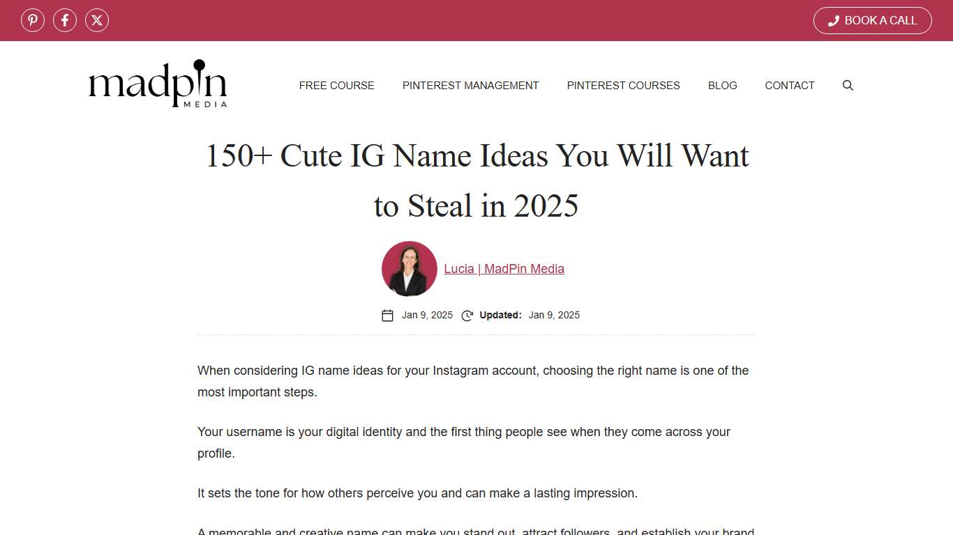 150+ Cute IG Name Ideas You Will Want To Steal In 2025 - MadPin Media